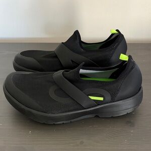 Oofos Oomg‎ Fibre Low Mens 10 Shoes Slip On Sneaker Recovery Black Mesh